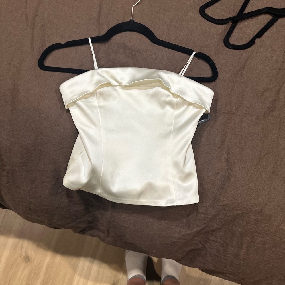 Aritzia Ivory Satin Strapless Top